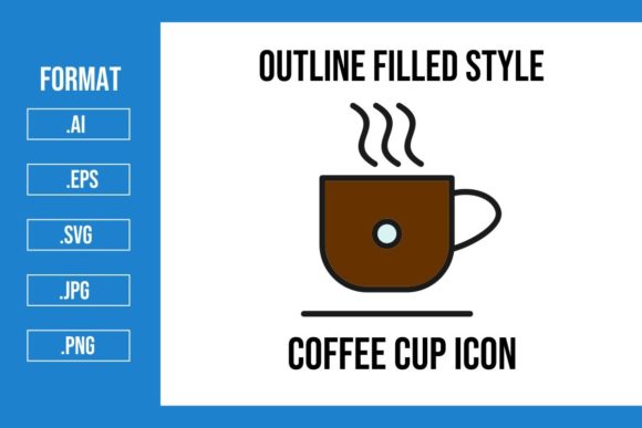 Coffee Cup Outline Filled Icon Graphics
