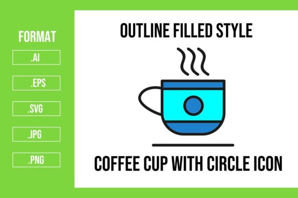 Coffee Cup with Circle Outline Filled Ic Graphics and Icons