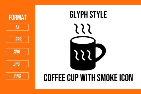 Coffee Cup with Smoke Glyph Icon: Graphics and Icons for Local Business