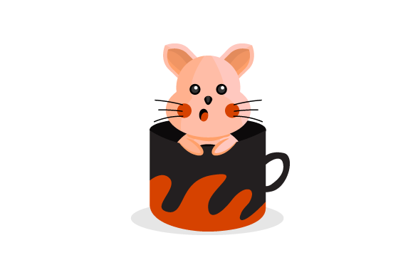 Cute Animal Cat Character Inside Cup Graphics