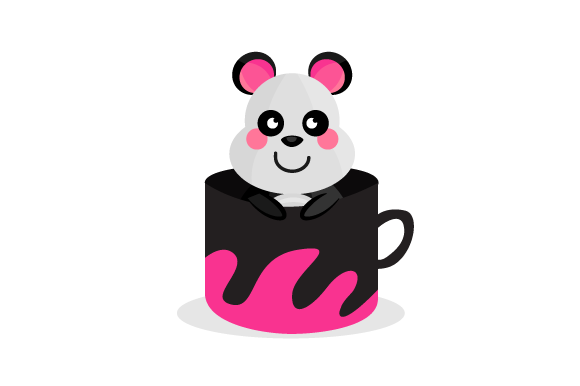 Cute Animal Panda Character Inside Cup Graphics