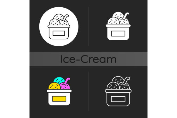 Ice Cream in Cup Dark Theme Icon: Graphics and Icons for Modern Design