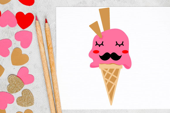 Kawaii Pink Ice Cream Cup Graphics