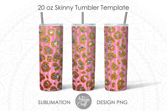 Leopard Print Glitter Tumbler, PNG: Graphics for Crafts