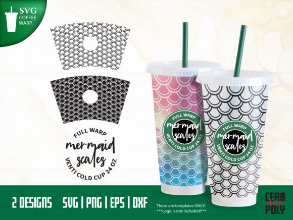 Mermaid Scale, 24 Oz Venti Cold Cup Wrap Graphics and Print Templates