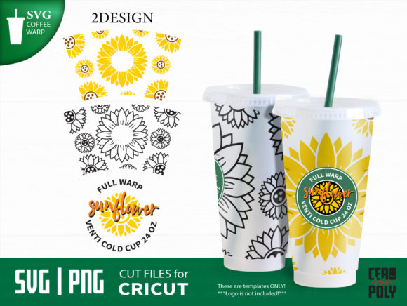 Sunflower 24 Oz Venti Cold Cup Wrap: Graphics & Print Templates