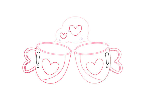 Valentine Icon Cute Cup Color Lines Graphics and Icons