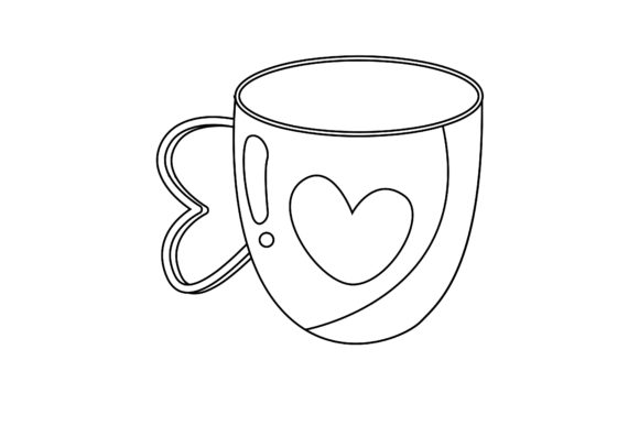 Valentine Icon Cute Cup Outline Graphics