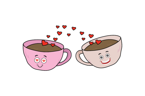 Valentine Kawaii Cup Fill Line Graphics